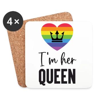 Mois de la fierté LGBT - Je suis sa reine - Dessous de verre (lot de 4) - blanc - Devant