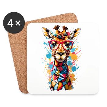Coole Giraffe - Untersetzer (4er-Set) - Weiß - Vorne