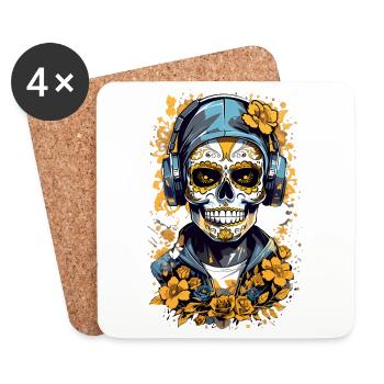 Golden Sugar Skull - Coasters (set of 4) - white - Front