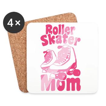 Maman patineuse à roulettes - Dessous de verre (lot de 4) - blanc - Devant