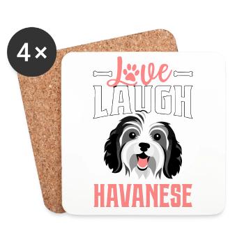Amour Rire Bichon Havanais - Dessous de verre (lot de 4) - blanc - Devant