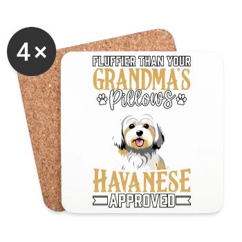 Plus moelleux que les oreillers de votre grand-mère bichon havanais - Dessous de verre (lot de 4) - blanc - Devant