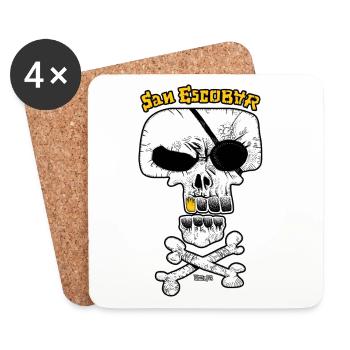 SAN ESCOBAR - Drapeau pirate / Crâne - Dessous de verre (lot de 4) - blanc - Devant