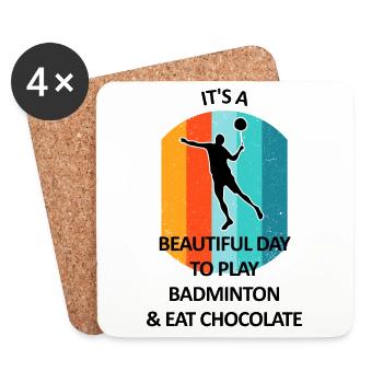 Badminton, Badminton, Badminton, Chocolate - Coasters (set of 4) - white - Front