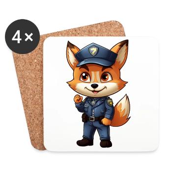 Fox Police - Dessous de verre (lot de 4) - blanc - Devant