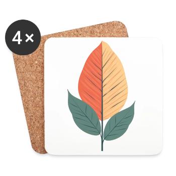 Minimalist Leaf - Coasters (set of 4) - white - Front