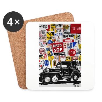 T-shirt "Explorer Urban Panels" - Untersetzer (4er-Set) - Weiß - Vorne