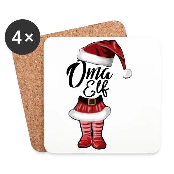 Oma Elf – Lustiges Weihnachtsdesign - Untersetzer (4er-Set) - Weiß - Vorne