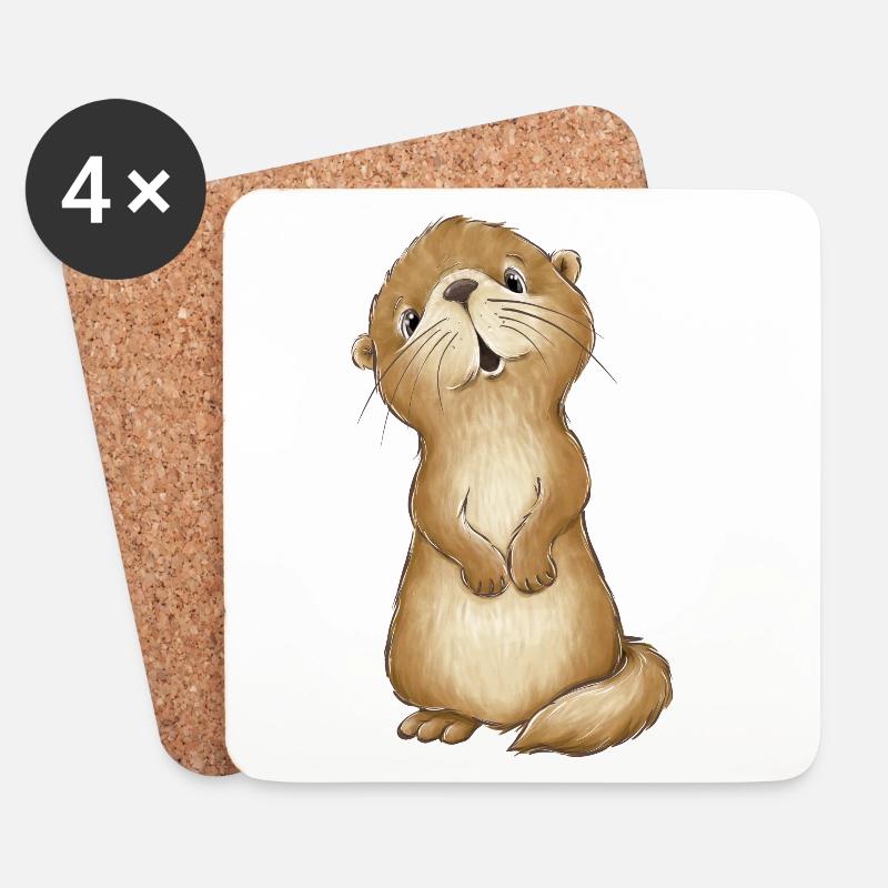 Süsser Otter - Untersetzer (4er-Set) - Weiß