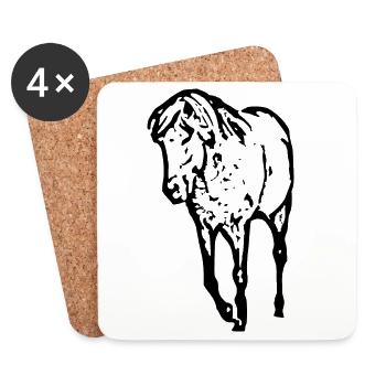 Horses T-shirt Gift Rider - Coasters (set of 4) - white - Front
