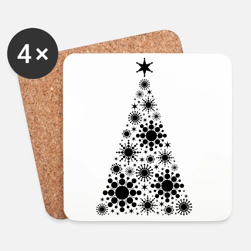 Tannenbaum / Weihnachtsbaum aus Kreisen - Untersetzer (4er-Set) - Weiß