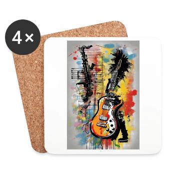 "Jazz & Rock Fusion Tee" - Coasters (set of 4) - white - Front