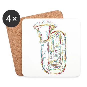 Tuba Sketch - Coasters (set of 4) - white - Front