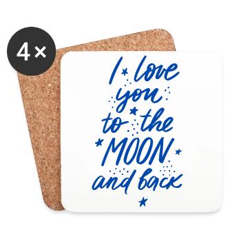 Je t’aime jusqu’à la lune et retour - Dessous de verre (lot de 4) - blanc - Devant