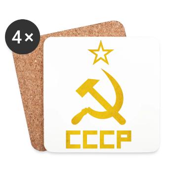 CCCP Hammer und Sichel - Untersetzer (4er-Set) - Weiß - Vorne