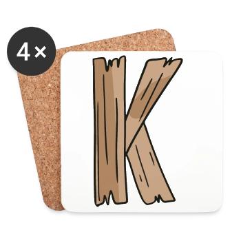 Buchstabe K Holz Holzbuchstabe Name - Untersetzer (4er-Set) - Weiß - Vorne