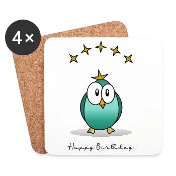 HAPPY BIRTHDAY - Dessous de verre (lot de 4) - blanc - Devant