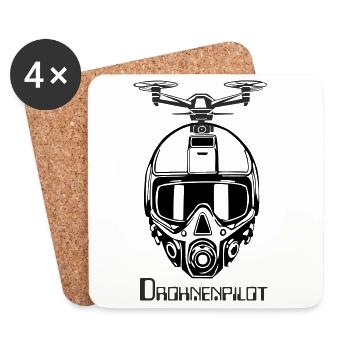 Drohnen-Pilot Kamera im Flug - Untersetzer (4er-Set) - Weiß - Vorne