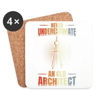 Never underestimate an old architect - Coasters (set of 4) - white - Front