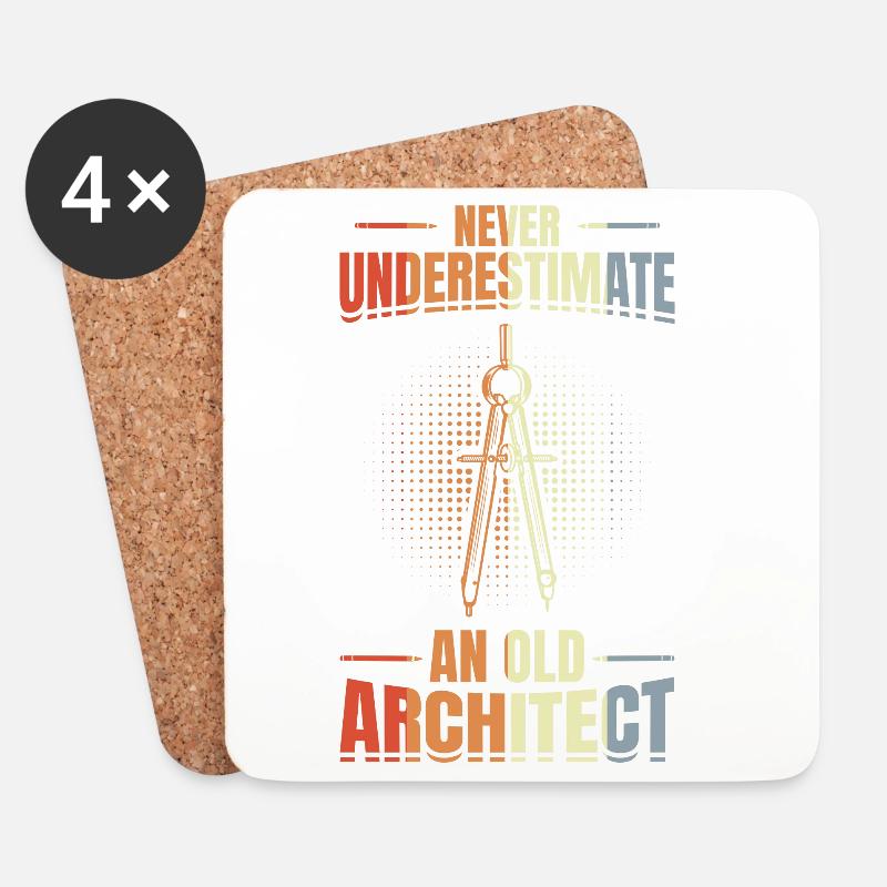 Unterschätze nie einen alten Architekten - Untersetzer (4er-Set) - Weiß