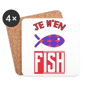 JE M'EN FISH - Dessous de verre (lot de 4) - blanc - Devant
