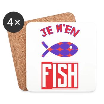 JE M'EN FISH. POISSON - Dessous de verre (lot de 4) - blanc - Devant