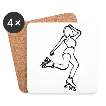 Fille de patin à roulettes - Dessous de verre (lot de 4) - blanc - Devant