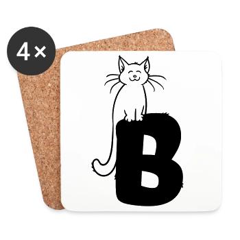 Katze Buchstabe B - Untersetzer (4er-Set) - Weiß - Vorne