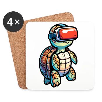 Virtuelle Hülle: Die VR-Schildkröte - Untersetzer (4er-Set) - Weiß - Vorne