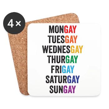 LGBT Pride Month - Mongay, Dienstag... - Untersetzer (4er-Set) - Weiß - Vorne