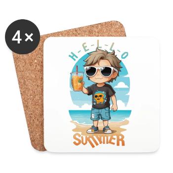 Hallo Sommer - Untersetzer (4er-Set) - Weiß - Vorne