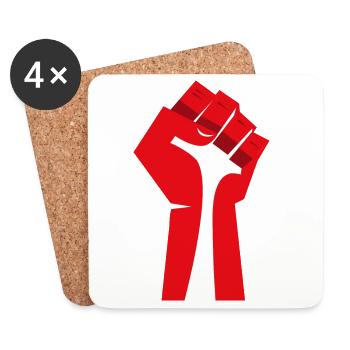 The Raised Fist (Red, White) - Coasters (set of 4) - white - Front