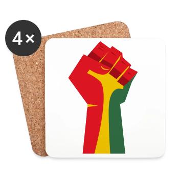 The Raised Fist (Red, Yellow, Green) - Coasters (set of 4) - white - Front