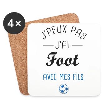 J'peux pas j'ai Foot avec mes fils papa et fils - Dessous de verre (lot de 4) - blanc - Devant
