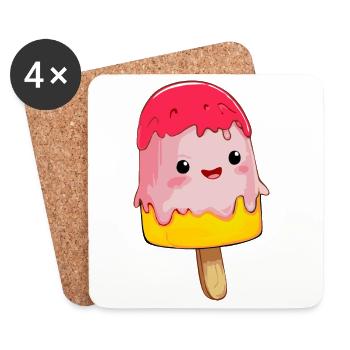Glace à la fraise Gelati Glace à l’eau Sucette Glacier Parlor - Dessous de verre (lot de 4) - blanc - Devant