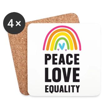 LGBT Pride Month - Frieden. Liebe. Gleichheit - Untersetzer (4er-Set) - Weiß - Vorne