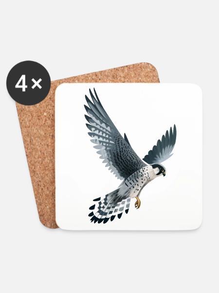 Wanderfalke im Flug - Untersetzer (4er-Set) - Weiß