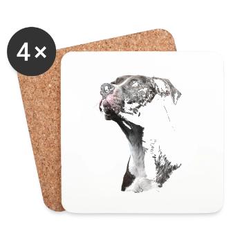 Staffordshire Bull Terrier - Dessous de verre (lot de 4) - blanc - Devant