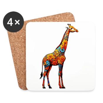 Girafe - Dessous de verre (lot de 4) - blanc - Devant