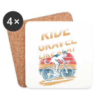 Ride Gravel Like a Cat Bicycle Design - Coasters (set of 4) - white - Front