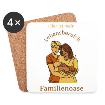 Voici mon espace de vie : une familiale - Dessous de verre (lot de 4) - blanc - Devant