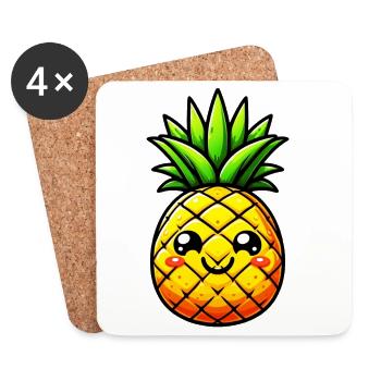 Ananas - Untersetzer (4er-Set) - Weiß - Vorne