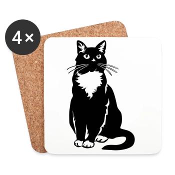 Smoking Chat - Dessous de verre (lot de 4) - blanc - Devant