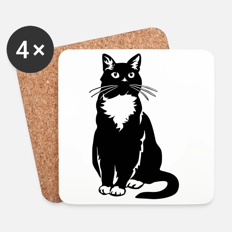 Tuxedo Katze - Untersetzer (4er-Set) - Weiß