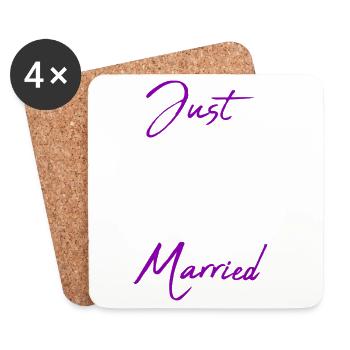 JUST MARRIED. Bachelorette party. VALENTINE'S DAY. COUPLE - Coasters (set of 4) - white - Front