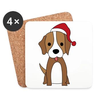 Hunde und Weihnachten - Untersetzer (4er-Set) - Weiß - Vorne