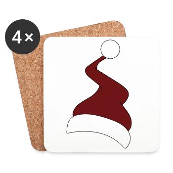 Christmas hat in red and white - Coasters (set of 4) - white - Front