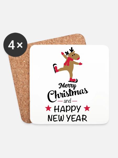 Lustige Weihnachten - Untersetzer (4er-Set) - Weiß