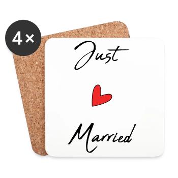 GERADE VERHEIRATET. Junggesellinnenabschied. VALENTINSTAG. PAAR - Untersetzer (4er-Set) - Weiß - Vorne
