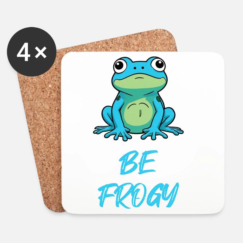 Frosch Blau - Untersetzer (4er-Set) - Weiß